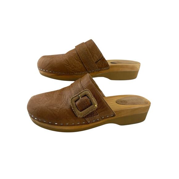 Kelsi Dagger Brooklyn Brown Leather Slip On Mules w Buckle Women's Size 10 EUC - Picture 3 of 10